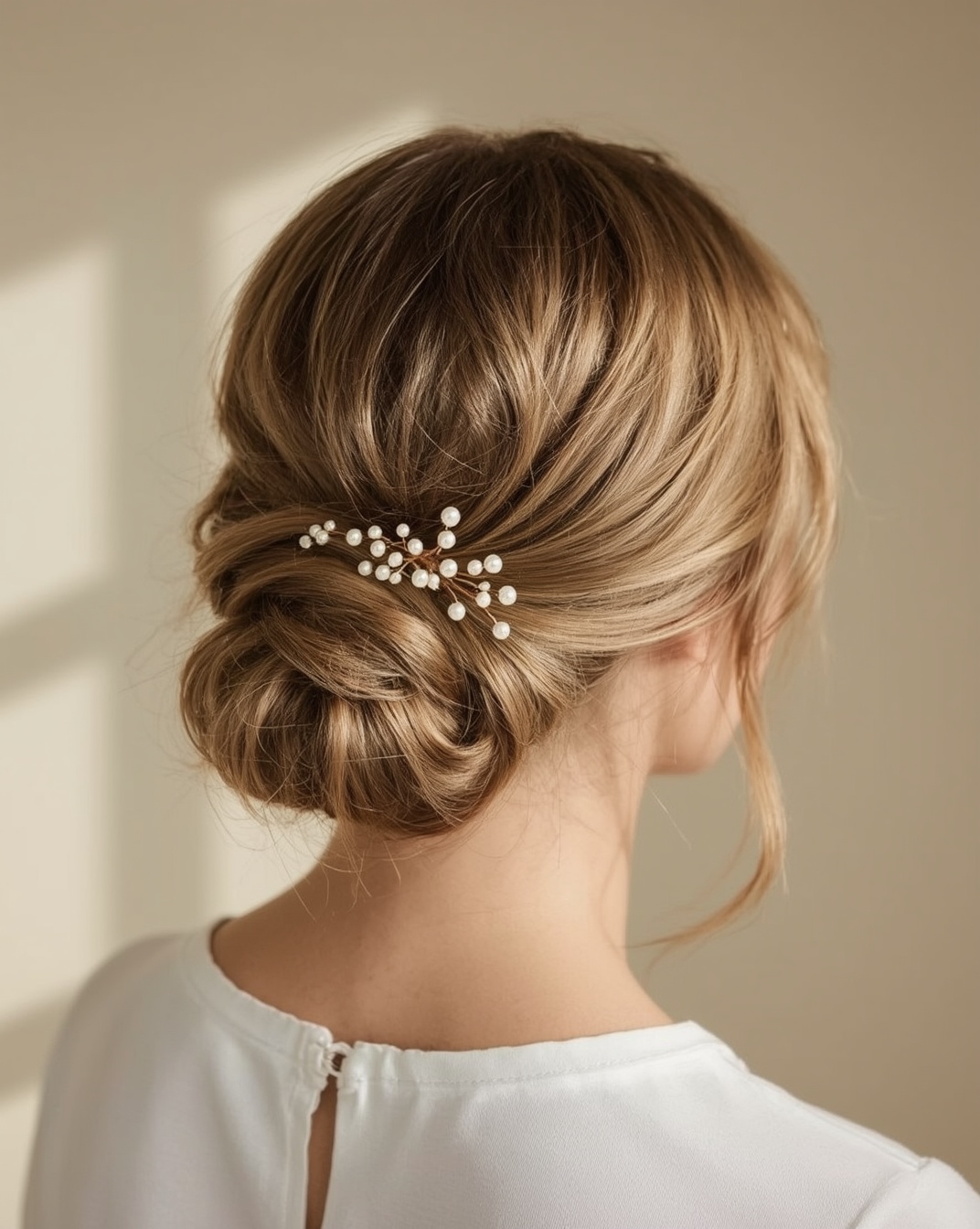 Chignon de mariée réalisé à domicile à Paris